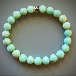 Blue Green Amazonite Handcrafted Bead Bracelet